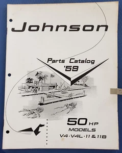 1959 Johnson 50 HP Sea Horse Parts Catalog - Models V4-V4L-11 11B E - Picture 1 of 7