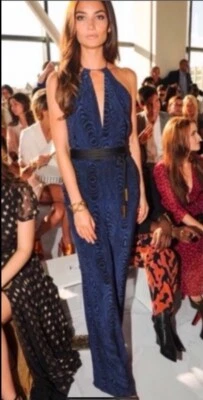 MWT DVF STRAIGHT OFF THE RUNWAY! Wood Grain Print Silk Jumpsuit Sz 8. Stunning! - Image 1 of 4