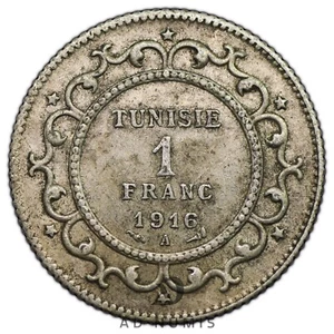 Tunisie 1 franc 1916 A argent Muhammad al-Nasir protectorat français - Imagen 1 de 2