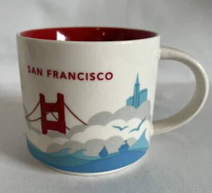 Starbucks You Are Here Serie San Francisco Kaffeebecher 14 Unzen rot blau glänzend - Bild 1 von 7