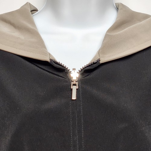 VETEMENTS Cappotto con cappuccio da donna reversibile Fleet Street beige nero cerniera intera taglia media