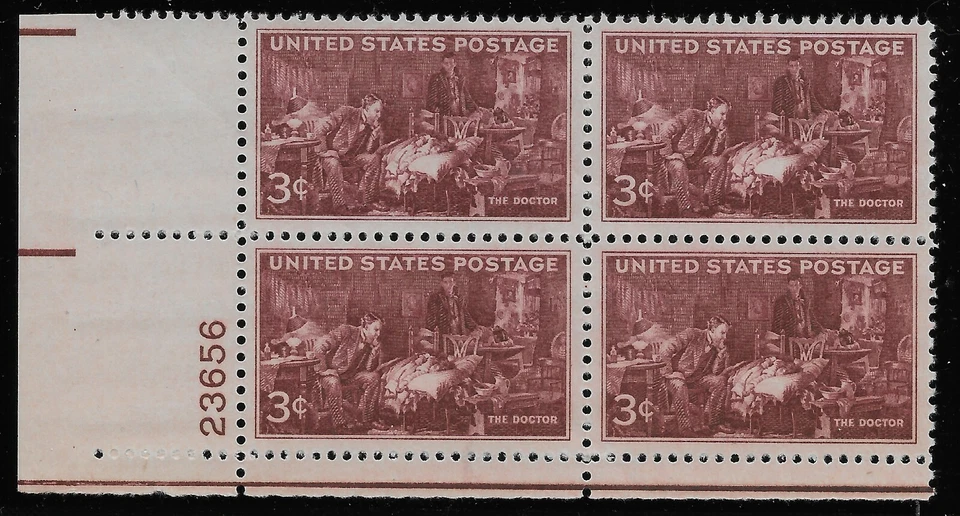 US Scott #949, Plate Block #23656 1947 The Doctor 3c FVF MNH Lower Left - Image 1 of 1