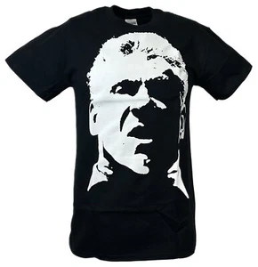 WWE Vince McMahon White Face Profile Mens Black T-shirt - Picture 1 of 4