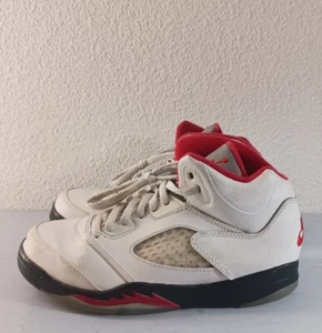 NIKE AIR JORDAN 5 RETRO (PS) TRUE WHITE-FIRE RED SZ 3Y [440889-102] - Picture 1 of 10