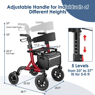 MAXWALK Portable All Terrain Foldable Outdoor Walker 10" Wheels 300lb Senior USA - Image 1 of 4
