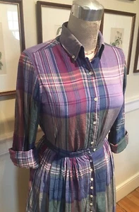 Vintage 80s Madras Preppy Sz 4 Hunters Run  Set Shirt Skirt - Picture 1 of 12