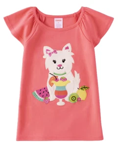 NWT Gymboree Toddler Girls FESTIVE FRUIT Kitty Tee 2T 3T 4T NEW - Picture 1 of 2