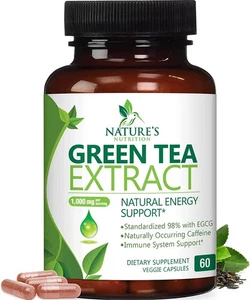 Grüntee Extrakt Kapseln 1000mg 98% Standardisiert EGCG - 3X Stärke für Nat... - Bild 1 von 9