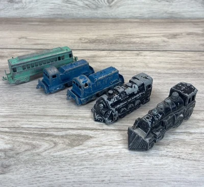 Винтажный Midgetoy игрушка поезд лот металлический литой локомотив вагон пассажирский вагон - Изображение 1 из 4