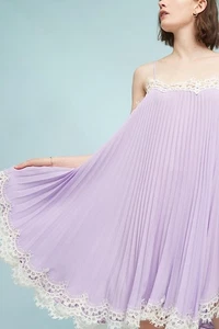 Vestido sin Mangas Plisado Anthropologie Moulinette Soeurs, Lila, PEQUEÑO Boho Romántico - Imagen 1 de 12