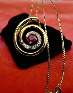 14k Solid Gold Shooting Star Ruby Necklace 16in Long SAVE 1,000 #2172 - Picture 1 of 15