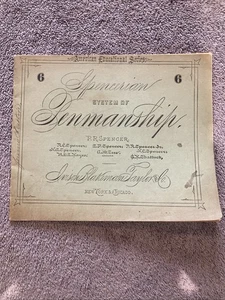1876 Spencerian System Of Penmanship 6 Book Webster Dictionary Ad - Picture 1 of 9