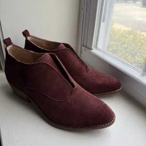 Lucky Brand Fimberly Suede Ankle Boots Sz 9 NWOB Wine Burgundy - Picture 1 of 6