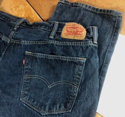 Jeans masculino Levis 559 lavagem escura reta relaxada grande 48x30 (46x27) 100% algodão - Imagem 1 de 4