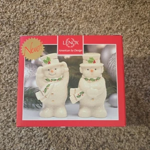 LENOX American Winter Christmas Happy Holly Days Snowman Salt & Pepper Shakers - Picture 1 of 7