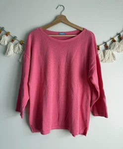 Top J. Mclaughlin Mezcla Algodón Lino Rosa Tejido Media Manga Costero Minimalista L - Imagen 1 de 10