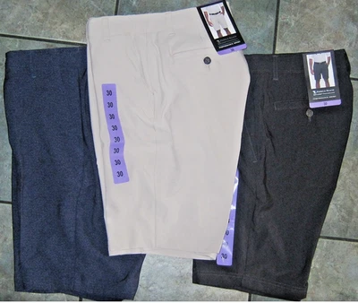 NWT Lot 3 Men's 30  Pebble Beach Dry-Luxe Performance Golf Shorts Navy Tan Black - Image 1 of 4