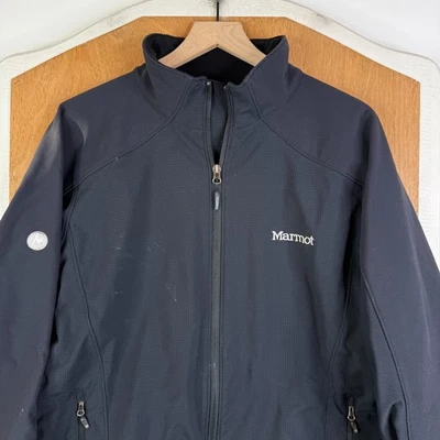 Marmot Jacket Mens Large Black Gore Windstopper Windbreaker Full Zip Lined Logo - Image 1 of 4
