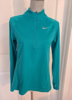 Nike Green Dri-Fit Running Lightweight 1/4 Zip Fitted Long Sleeve Top Size Small - Image 1 of 4