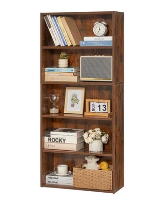 Uimoso Libreria Sottile a 5 Ripiani in Legno Aperto da 134,5 cm Colore Marrone - Immagine 1 di 4