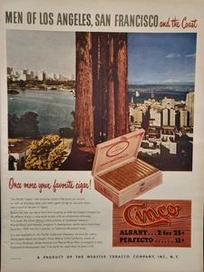 Cinco Cigar Print Ad 1947 Ephemera Wall Art Decor Art Men of Los Angeles - Picture 1 of 1