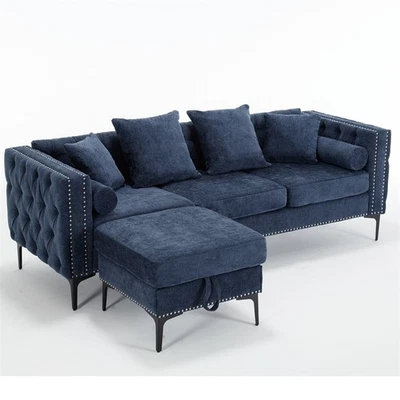 L-Shaped Sectional Sofa,Modern Tufted Couch 3 Seat w/Convertible Storage Ottoman - Image 1 of 4
