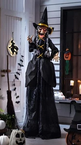 Halloween Deko Figur "Horror-Hexe" interaktiv LED Sound & Animation, 170 cm hoch - Bild 1 von 8