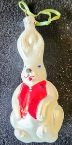 Rare! Vintage! Bunny Rabbit Easter Christmas Ornament Blown Glass Poland VGC - Picture 1 of 4
