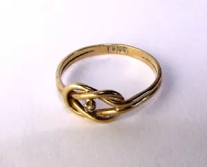 Love Knot Ring Vintage 10K Gelbgold Diamant Chip Größe 6,5 Band - Bild 1 von 6
