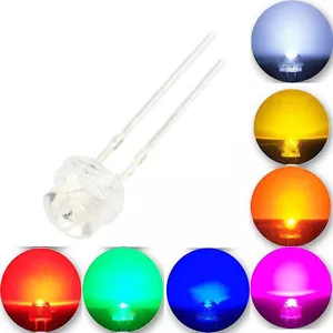 1000X LED Straw hat Lamp 5mm White Warm Red Green Blue Amber UV Wide Angle - Picture 1 of 11
