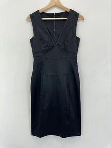 Cue Sleeveless Dress Women 8 Knee Length V Neck Lined Made in Australia * - Picture 1 of 14