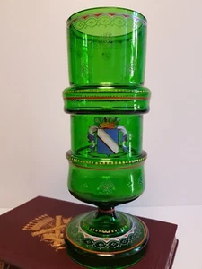 Vaso stemma, nobiltà, vetro matrimonio, regalo, pittura smaltata, Egermann, 1860/80 circa - Foto 1 di 16