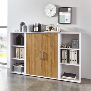 Regalwand Calvia Regal Anrichte Sideboard Schrank weiß und Alteiche abschließbar