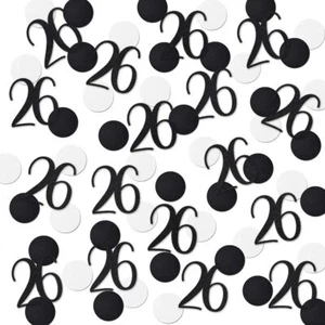 Black Glitter 26 Confetti 26th Birthday Number Confetti 200pcs Anniversary Pa... - Picture 1 of 2