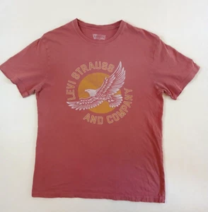 Levi Strauss T-shirt Men's M Graphic Print Sun & Eagle Logo w/Flaws Dusty Rose - Picture 1 of 8