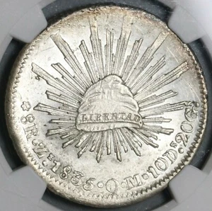 1835-Zs NGC MS 62 Mexico 8 Reales Zacatecas Mint Cap Rays Silver Coin (21081602C - Picture 1 of 9