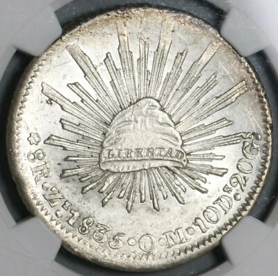 Moneda de Plata 1835-Zs NGC MS 62 México 8 Reales Zacatecas Mint Cap Rays (21081602C Foto 1 de 4