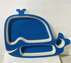 COECO Sandra Magsamen Divided Whale Plate 11x8.5” Melamine Blue - Picture 1 of 8