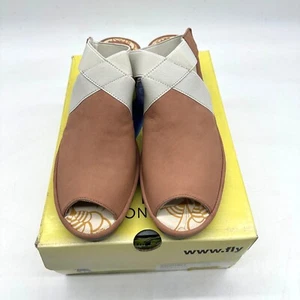 Fly London Sandals Women's Wato Block Heel Nubuck Back Strap Rose Off White 40 - Picture 1 of 13