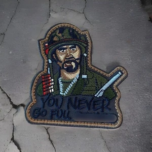 Toppa morale Tropic Thunder YOU NEVER GO FULL tattica Downey American Hook Loop - Foto 1 di 2