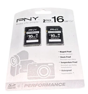 2 Pack 16GB SD Memory Card SDHC Card Slot 3.5 Hour HD Video New Factory Sealed - Picture 1 of 3