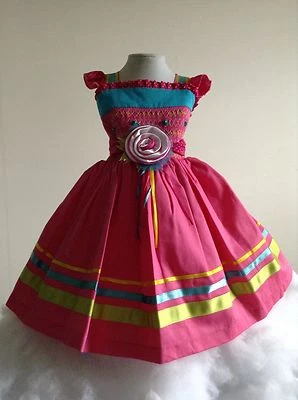 Vestido para Niñas Rosa Talla 4 Piqué 100% Algodón Forrado Cumpleaños Hecho a Mano Boda Elegante Foto 1 de 4