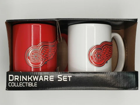Great American Products NHL Detroit Red Wings 2-Pc. Coffee Cup Set Embossed Logo Cover