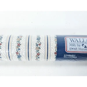 Vtg C&A Wallcoverings HD6246 Pre-Pasted Striped Scrubbable Vinyl Floral - Picture 1 of 6