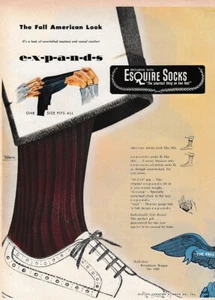 1953 Esquire Socks: Fall American Look Expands Vintage Print Ad - Picture 1 of 1