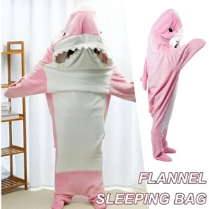 Cartoon Shark Sleeping Bag Flannel Homewear Comfortable Adults Indoor Costume - Picture 1 of 27