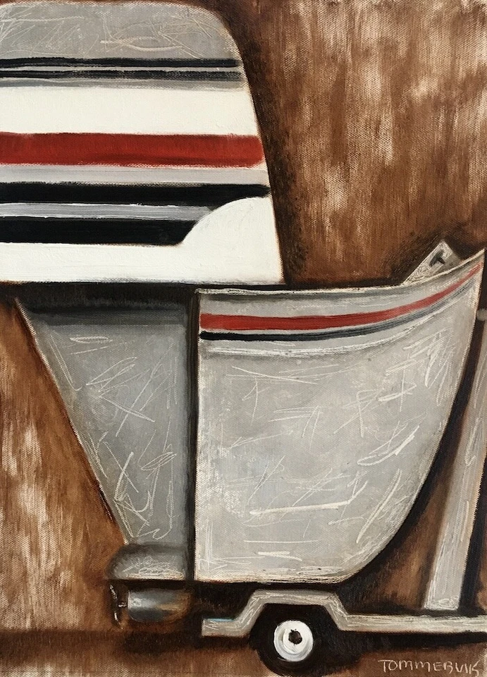 Pintura abstracta de lancha sobre lienzo bote de esquí acuático regalo arte de pared decoración Foto 1 de 1