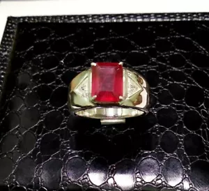 Heated Ruby Gemstone with 925 Sterling Silver Ring for Men's #1483 - Picture 1 of 7
