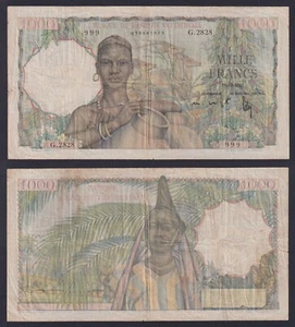 Banconota Africa Occidentale Francese 1000 francs 1952 P.-42 BB-/VF- - Imagen 1 de 1