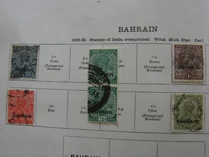Bahrain overprints on India King George V stamps ex old Ideal Album - Picture 1 of 1